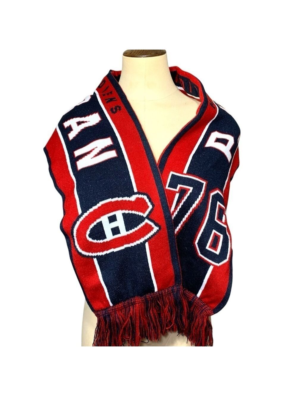 NHL Canadian MTL Knit Scarf PK Subban Hockey Retro Fringed Neck Wrap 8" X 52"